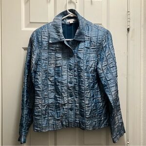 Women’s Erin London Shirt/Light Jacket Size Small Color Shiny Blue